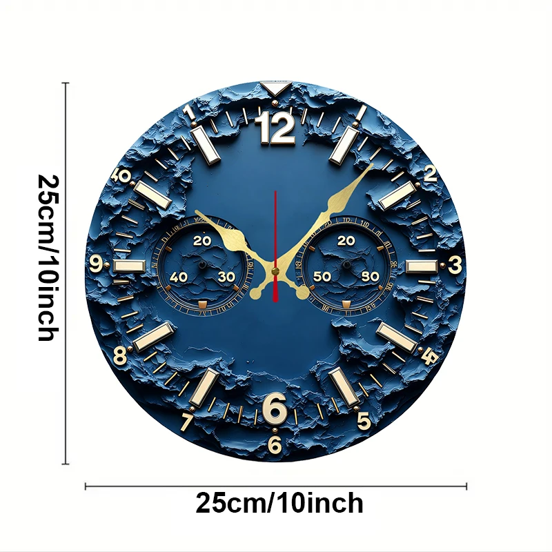 Blue Moon Phase Design Wooden Round Silent Hanging Wall Clock,Suitable For Living Room,Office,Study Room,Bedroom,Home Decoration