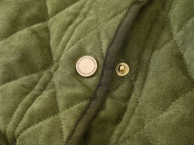   Wildleder-Diamant-Nähte, lässiger, dünner Baumwollmantel für Damen, extra große Größe, Pendler-SLE, langer Sve-Kragen