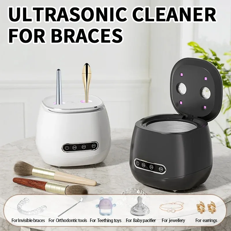 Ultrasonic 48KHZ Automatic Denture Cleaner USB Jewelry Watch Strap Makeup Brush Cleaner Machine for Deep Cleaning