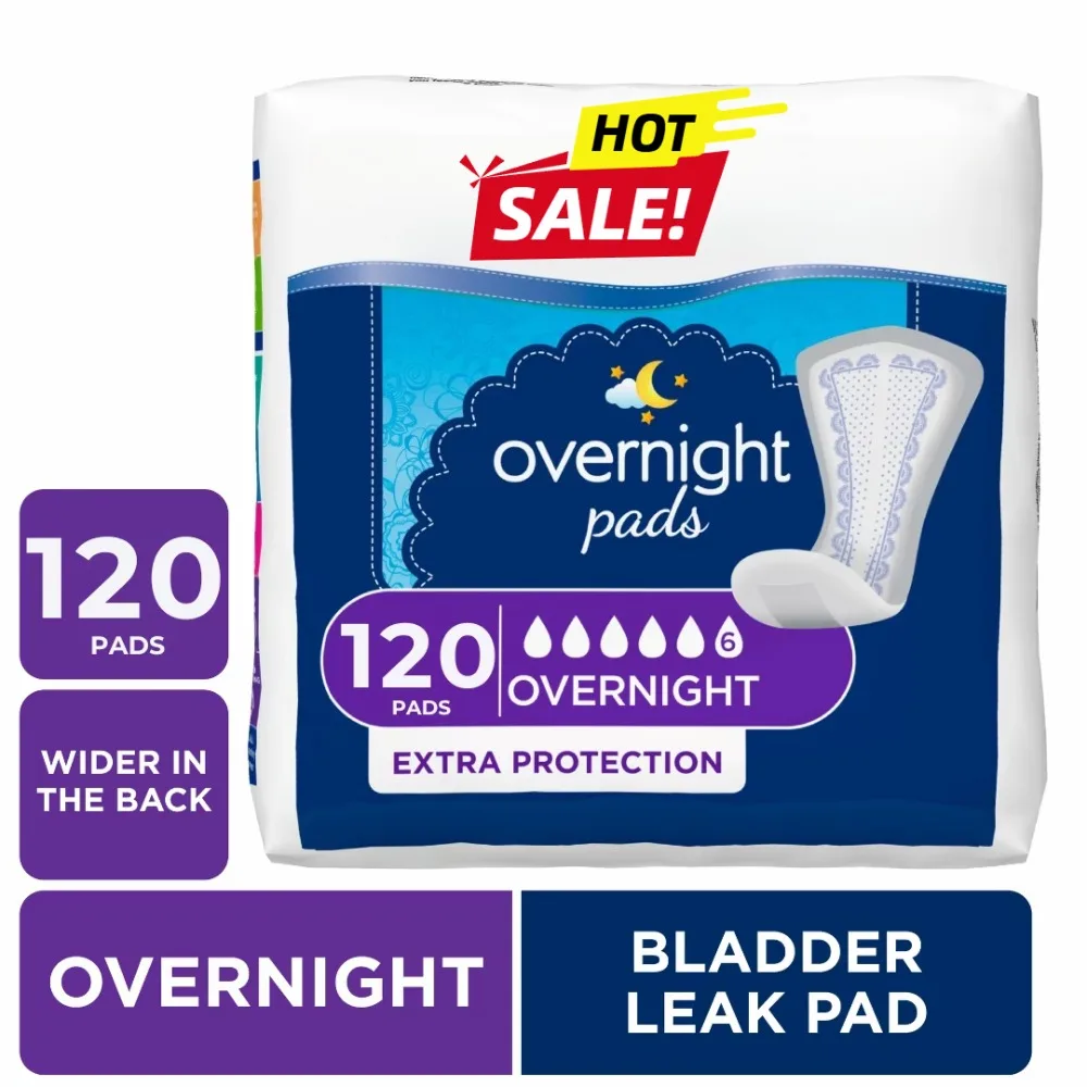 

Ночные прокладки от недержания для женщин, 120 штук, с высокой впитываемостью, без запаха, удлиненные, для защиты от протеканий и использования ночью