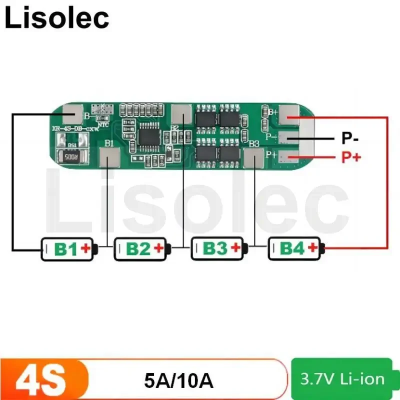 Módulo de placa de circuito de protección de descarga de carga de batería de litio Lipo 4S BMS 18650 para taladro/Motor/herramientas 5A 10A 15A 30A