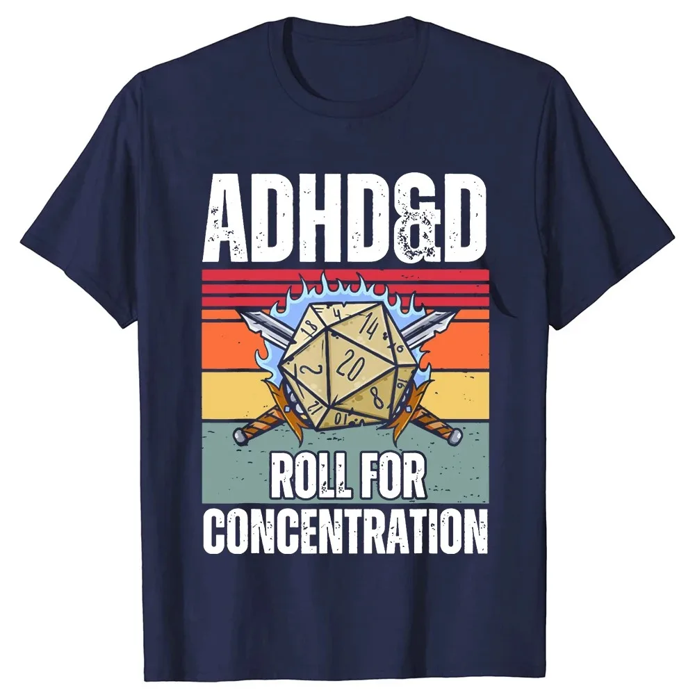 Retro Retro Inattentiveness and Focused Scrolling Fun Player Dungeon DM RPG Dice Dragon Men's T-shirt Summer Street Wear