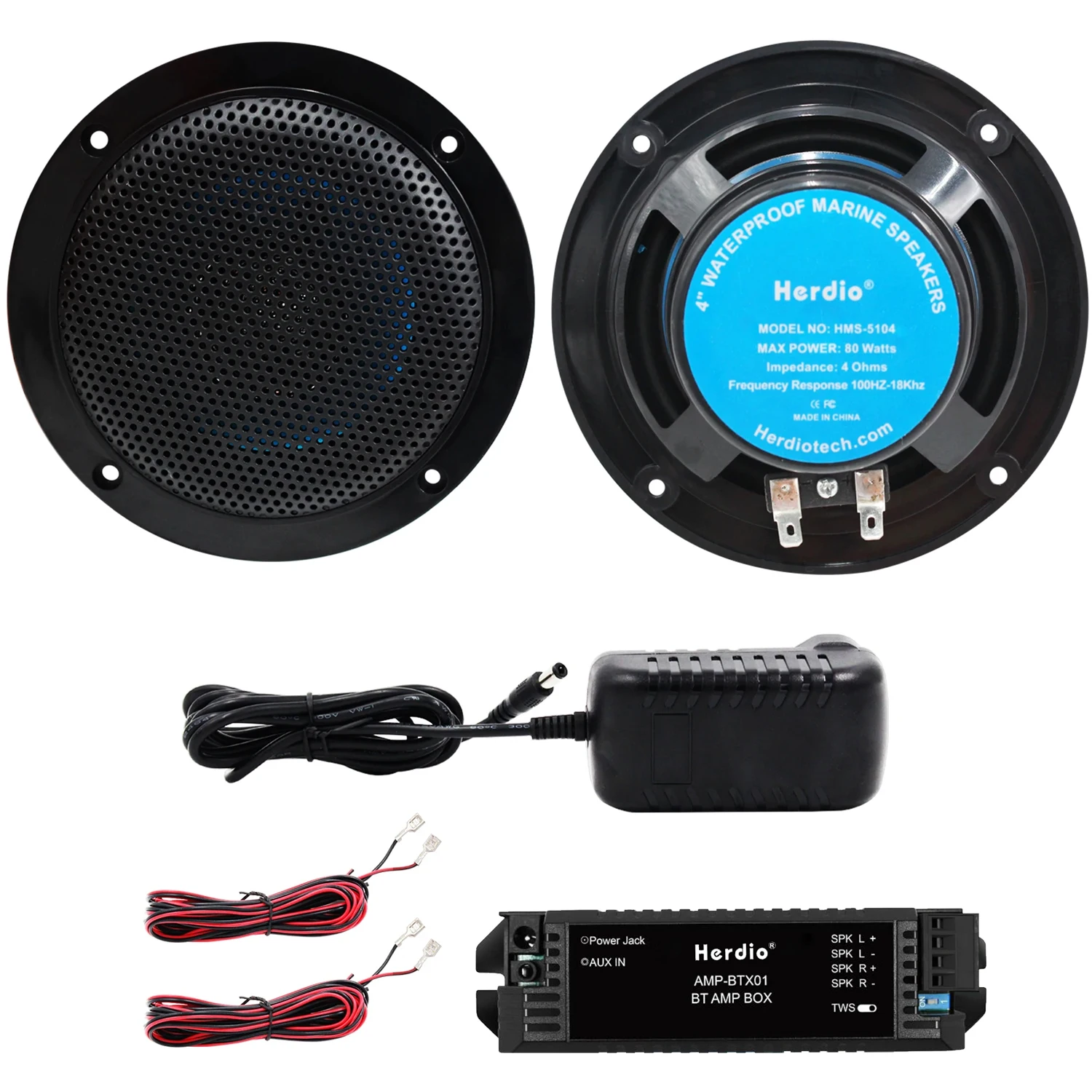 Herdio 4 Inch Bluetooth Speaker 160W Audio Amplifier Ceiling Water Resistant Marine Speakers for Bathroom Kitchen Home Outdoor image 3