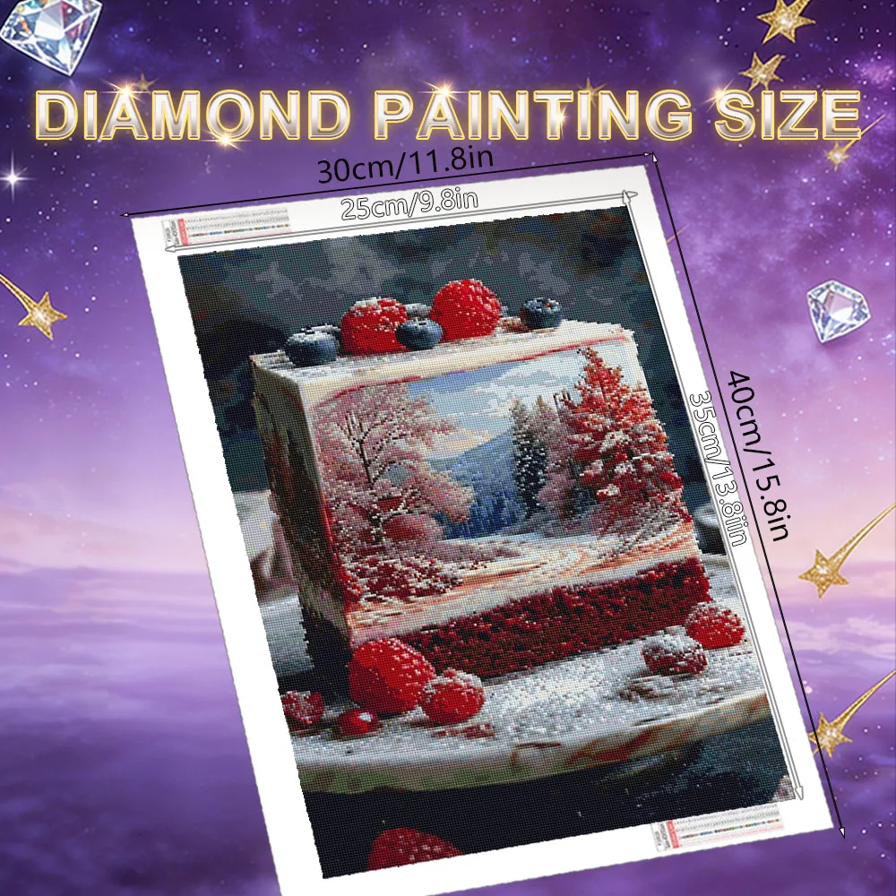 HUACAN Diamond Painting News 2027 Cake Kitchen Landscape Diamond Mosaic 5d Winter Snow Forest Home Decor Christmas Gift