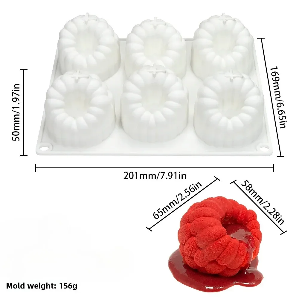 6-cavity Mousse Silicone Mold Cake Decorating Tool Making Mold Raspberry in The French Style Raspberry Shape Dessert Chocolate