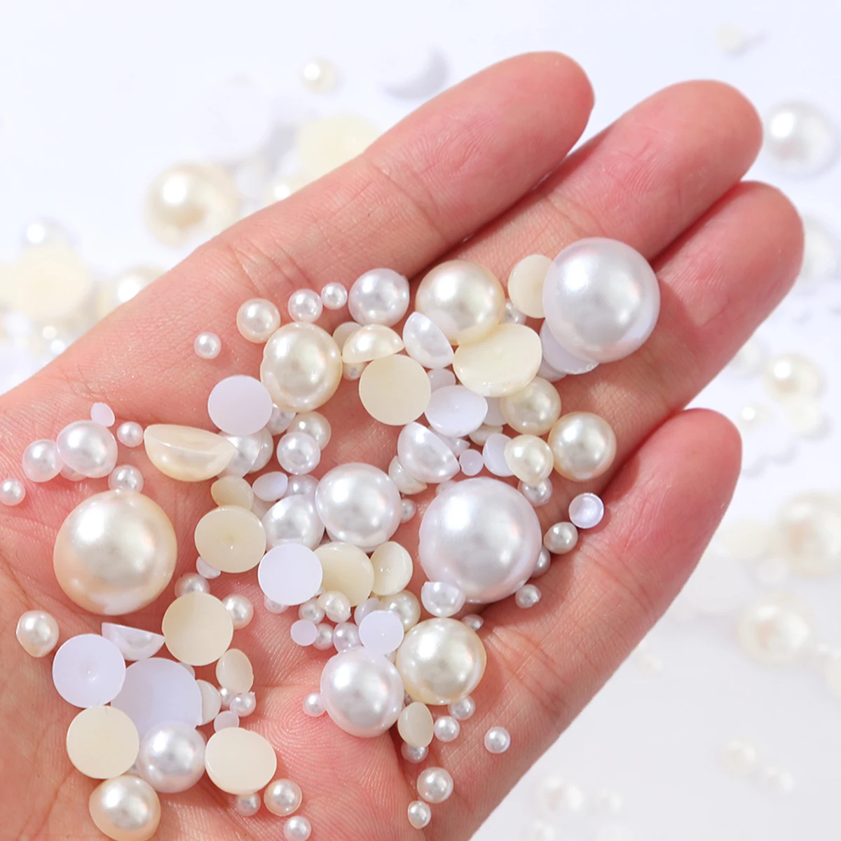  2/3/4/5/6/8/10/12/14 mm AB Color Imitation Pearls Craft Half Round Flatback Beads for Jewelry Making Nail DIY Decoration