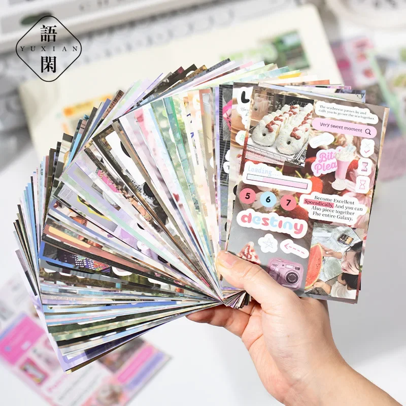 50 vel/set Retro Anime Y2K Scrapbook Journal Sticker DIY Decor Photocard Badge Kan Sticker Briefpapier Laptop Sticker Kids Gift