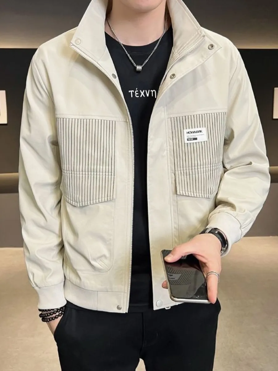 

Молодежная повседневная одежда Sle Jaet, мужская весенне-осенняя новая модная брендовая универсальная рабочая одежда с воротником-стойкой, дышащий топ ort Length