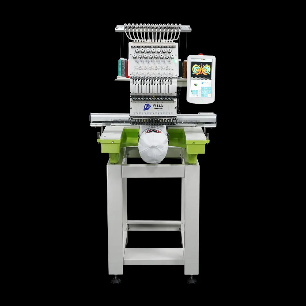 Single Head Caps Embroidery Machine 12 15 Needles Multi Purpose Bag Hat Clothing Computerized Embroidery Machine