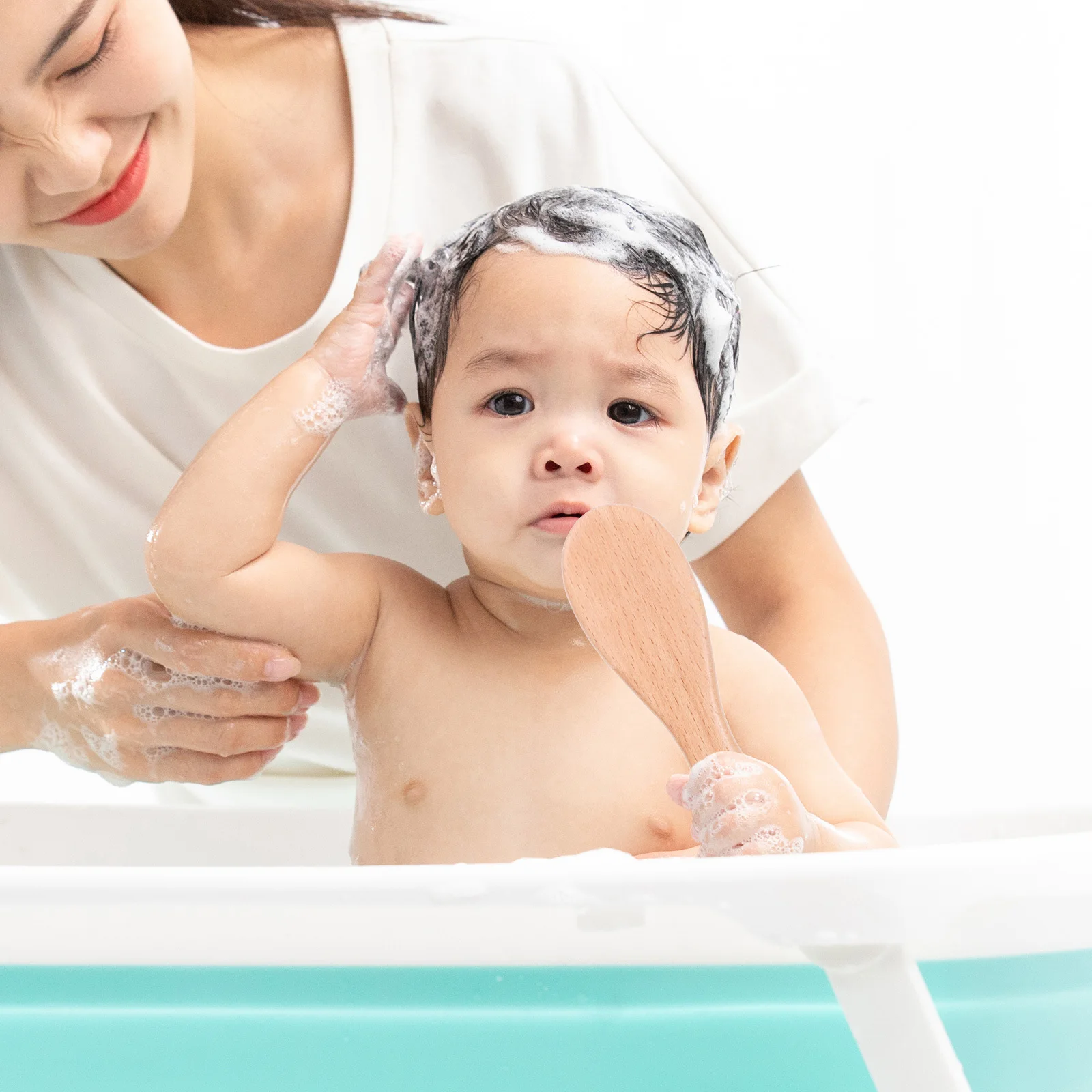 

1Set Natural Wool Brush and Baby Comb Kit for Delicate Scalp Care Promotes Blood Circulation Safe Non-Lacquer Handle