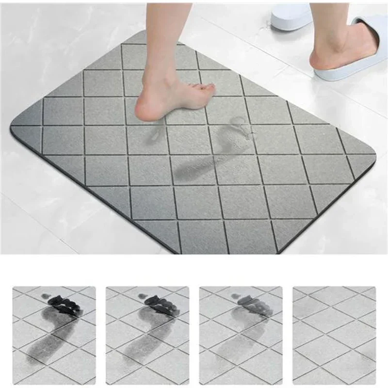 Non-Slip Bathroom Mat Diatomite Floor Mats Super Absorbent House Entrance Mat for Kitchen Bath Diatomite Mat with Rubber 2024