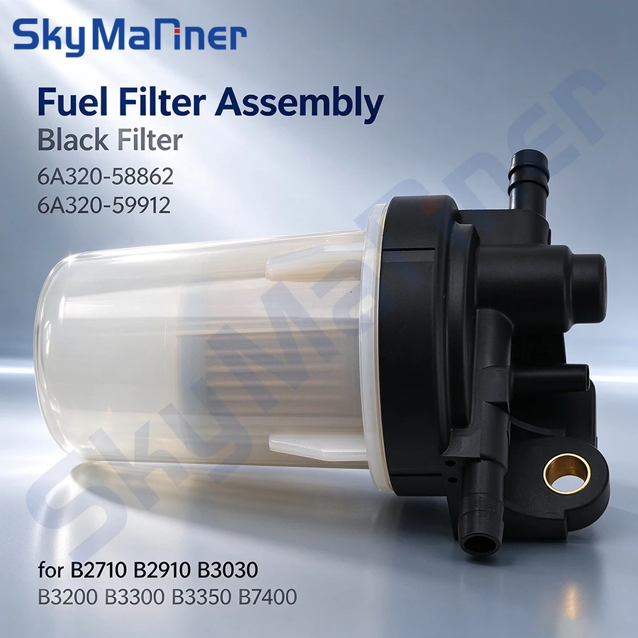 Boat Fuel Filter Assembly Black Filter 6A320-58862 6A320-58860 6A320-59912 For Kubota B2710 B2910 B3030 B3200 B3300 B3350 B7400