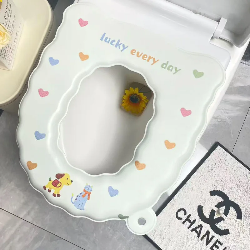Premium Ultra Thick Waterproof EVA Toilet Seat Cushion Household Adhesive Mat All Season Soft and Non Slip Removable Cover