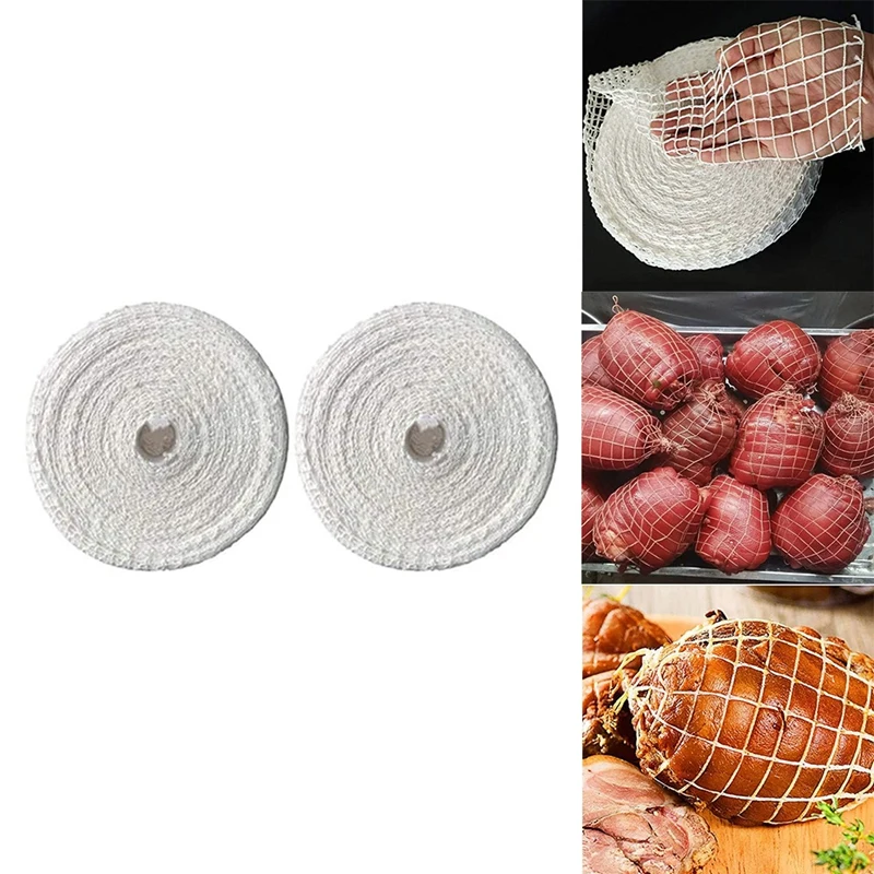 2 Roll Meat Net, Ham Sausage Net, Grilled Chicken Barbecued Pork Sausage Bag, Cooked Food Binding Wire Elbow Net