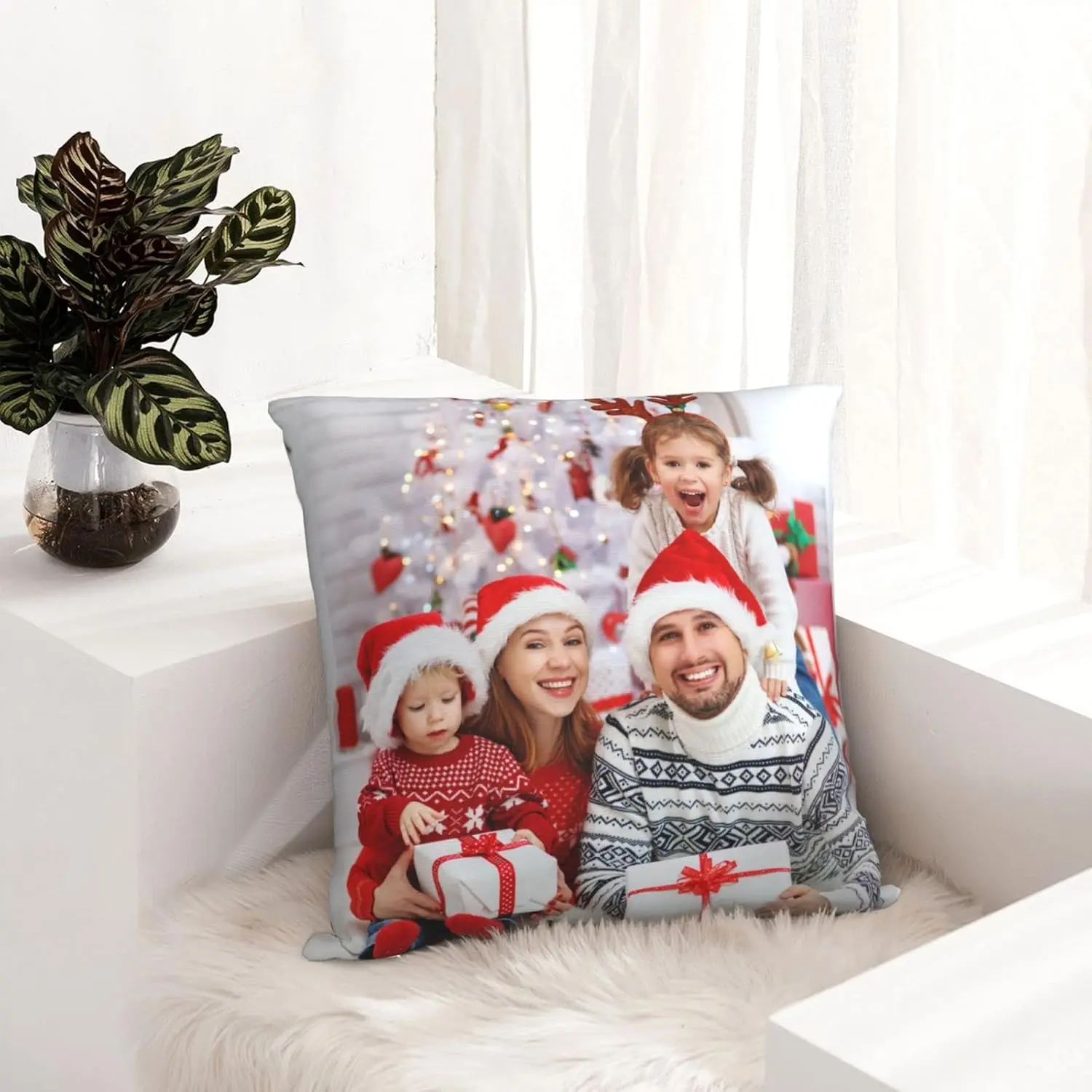 Custom Pillow Case with Photo Text Image, Square Pillowcase Cushion Covers for Sofa Couch Bed Chair Farmhouse Decorative Throw