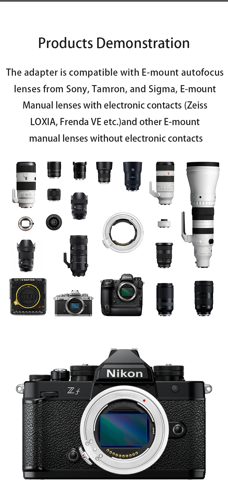 MEGADAP ETZ21 Pro+ Autofokus-Adapter für Sony E Tamron Sigma Objektive auf Nikon ZR ZF Z6II Z5 Z5IIC ZFC Z8 Z9 Z8 Z7 Z7II Z7 Z6II Z50 – Detail 10