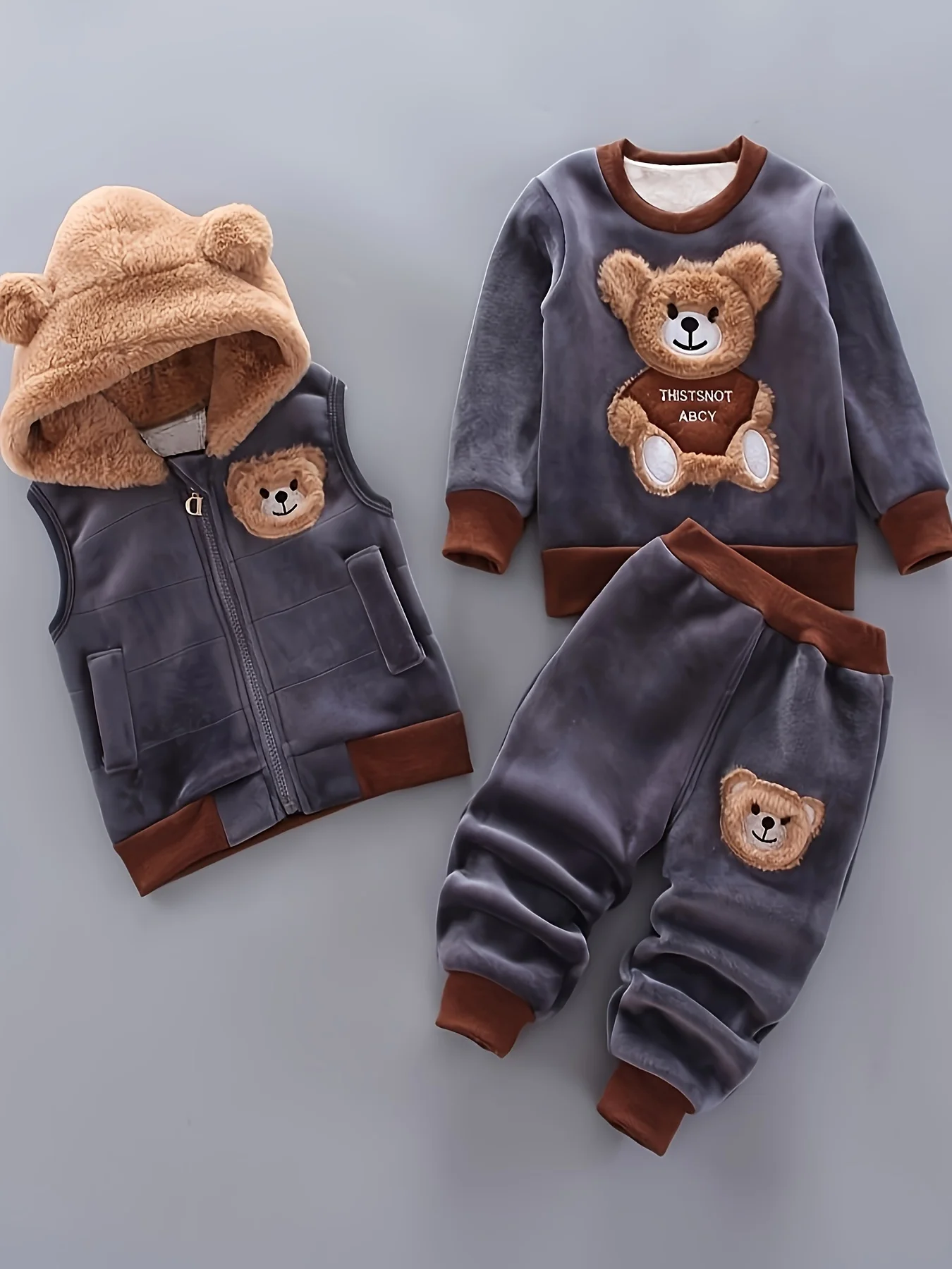 

New Autumn & Winter Kids Fleece Sweatshirt Three-piece Set