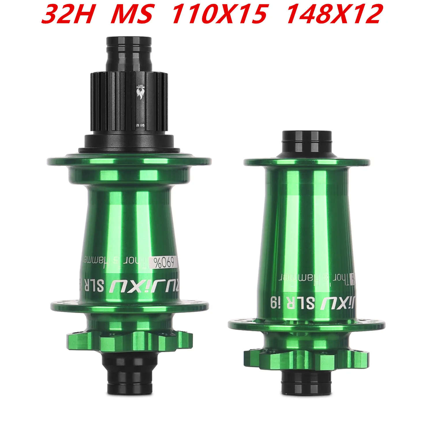 green RUJIXU SLR I9 690 Click Hub 7 Bearing MTB Mountain Bike Hub Front Rear 32Holes QR TA BOOST Disc Brake Bicycle MS/XD Hubs