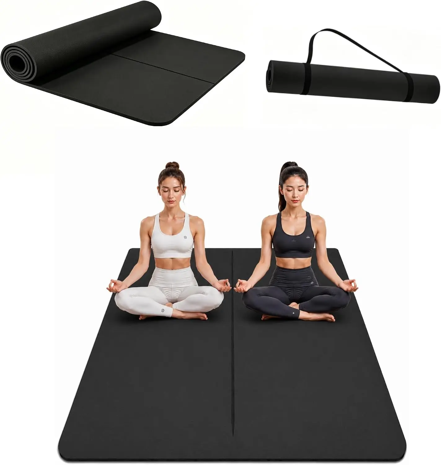 Extra Large Multi-Color Yoga Mat 6x4ft 6x2ft Double-Sized Extra Wide Exercise Pilates Mat with Alignment Lines 10mm 0.4in Thick Tear-Resistant Non-Slip Fitness Pad for Home Gym Workouts Camping