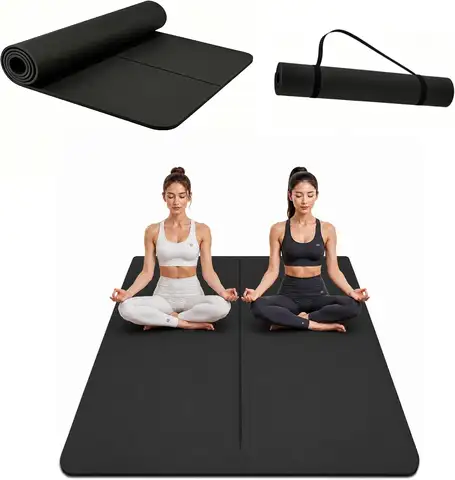 Extra Large Multi-Color Yoga Mat 6x4ft 6x2ft Double-Sized Extra Wide Exercise Pilates Mat with Alignment Lines 10mm 0.4in Thick Tear-Resistant Non-Slip Fitness Pad for Home Gym Workouts Camping