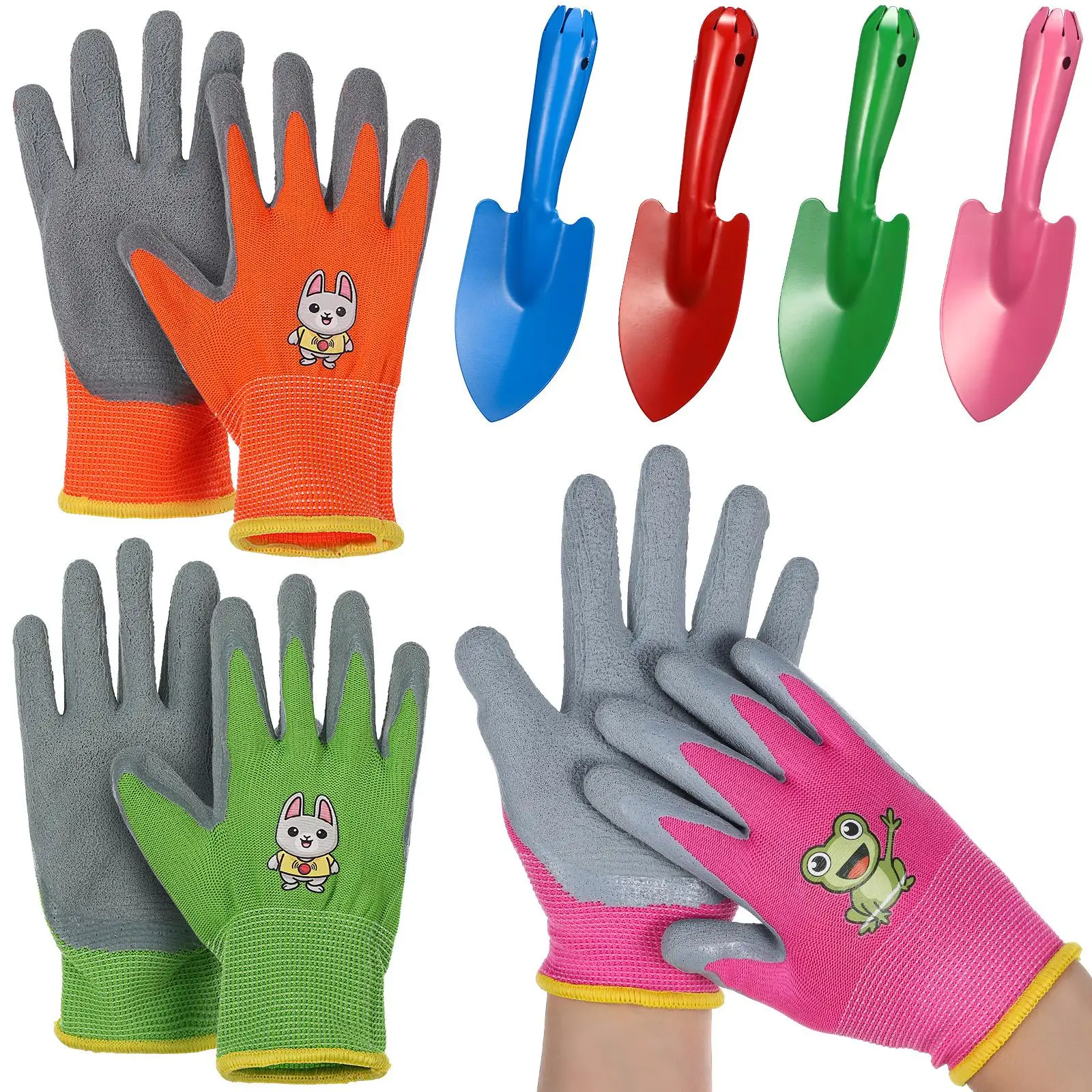 

4Pcs Kids Shovels Gloves Set Colorful Lightweight Durable Small Gardening Tools Camping Digging Planting Soil Tool