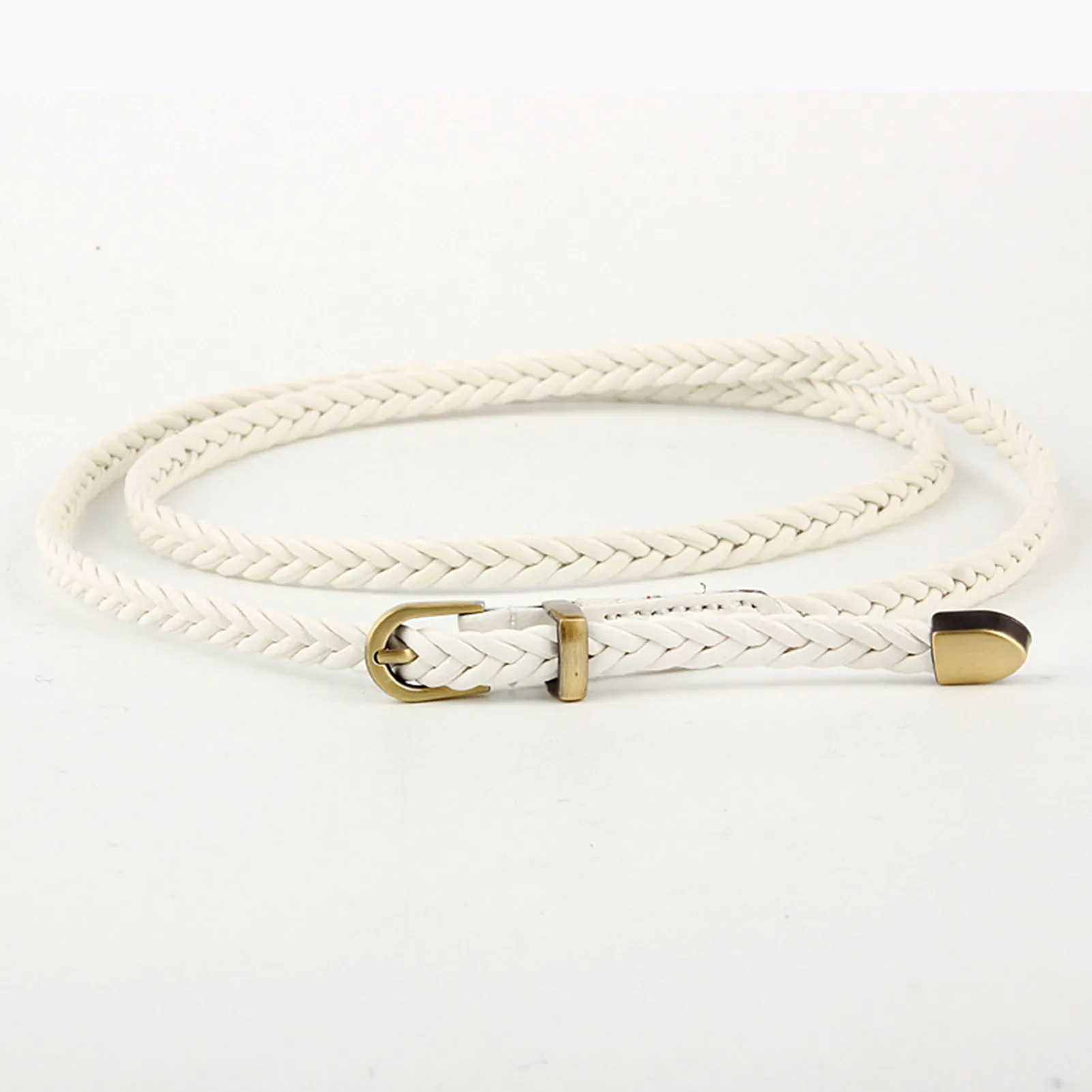Adjustable Waist Belt Elegant for Casual Wear Women Retro Thin Faux Leather Belt Golden Buckle for Dresses and Jeans Stylish - view 3