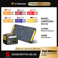 VTOMAN JUMP600X with 110W Solar Panel included,600W 299Wh LiFePO4 Portable Power Station with Solar Charger for Camp