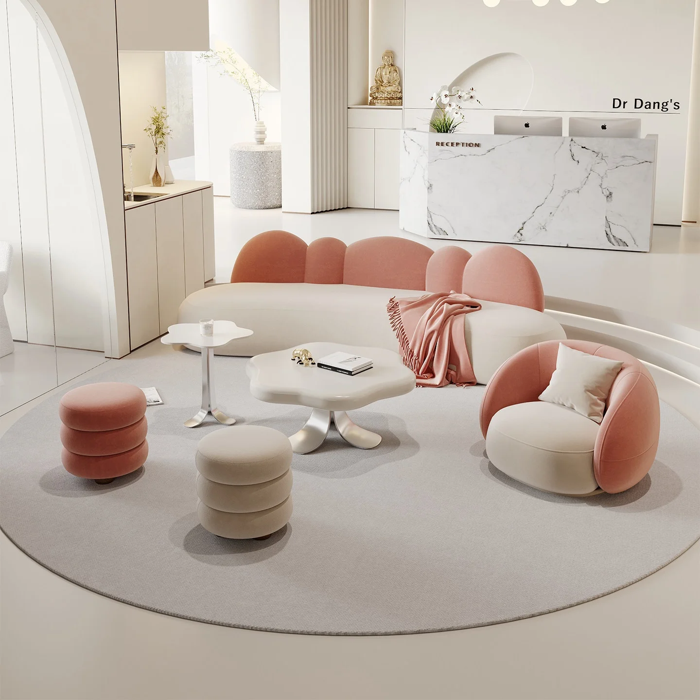 & Beauty Salon Rest Area One Seat Sofa Living Room Modern Simple Cream Color Sponge Matching Clothing Store Homestay Photo Studi