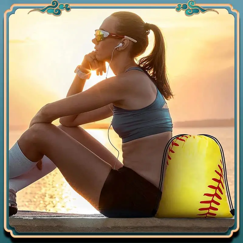 (New)-Drawstring Backpack Softball Drawstring Bag Baseball Drawstring Favor Bag Soccer Volleyball Drawstring Favor Bags,12Pack