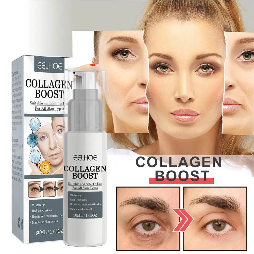 Soro Collagen Boost para mulheres, anti-envelhecimento, corrector de manchas escuras, creme facial anti-rugas, linhas finas desbotadas, cuidados com a pele, 30ml, 3PCs