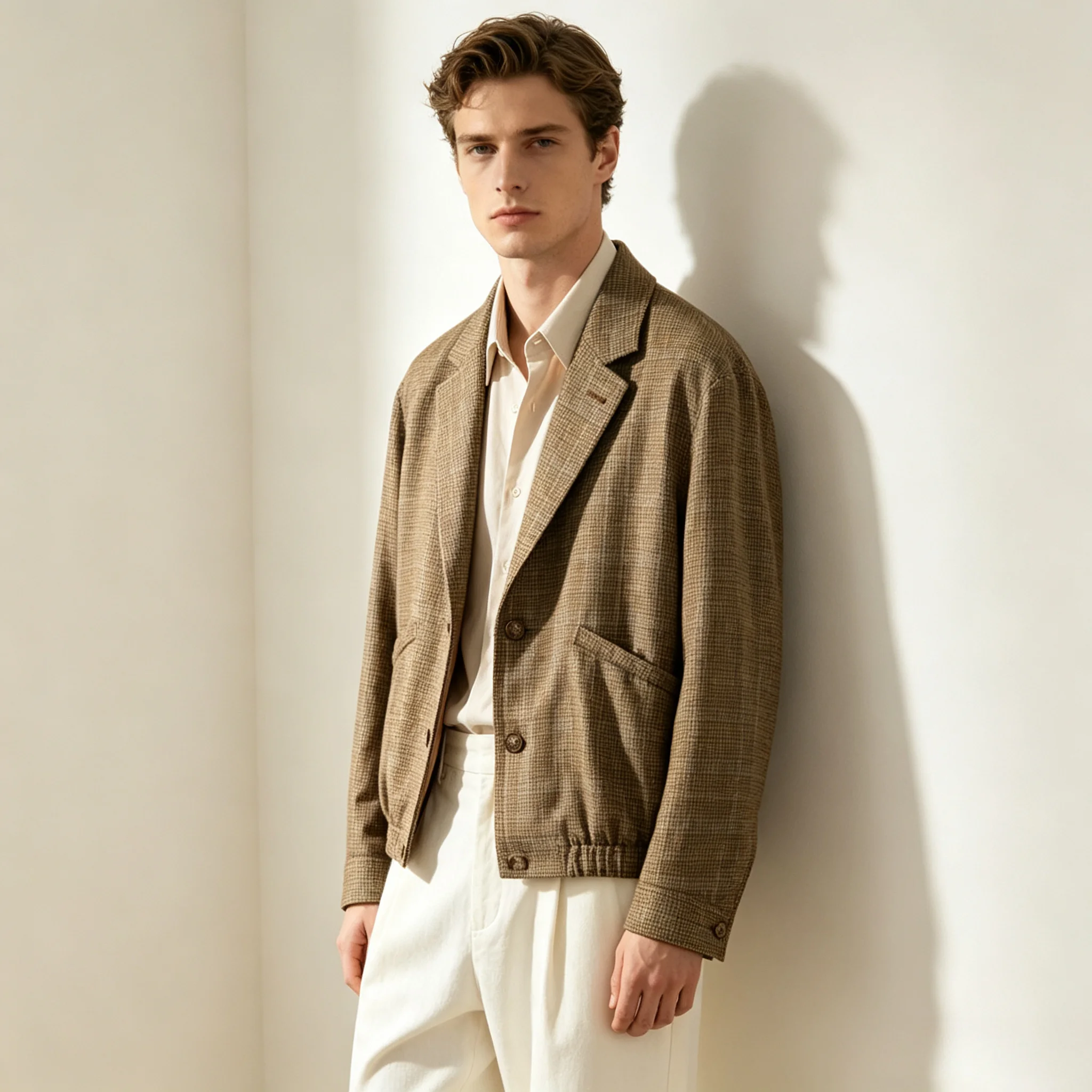 Men's Trendy Brand Retro Casual Blazer Cutting Design Fashionable Loose and Versatile Turn Down Collar Lapel Coat 2026 Autumn