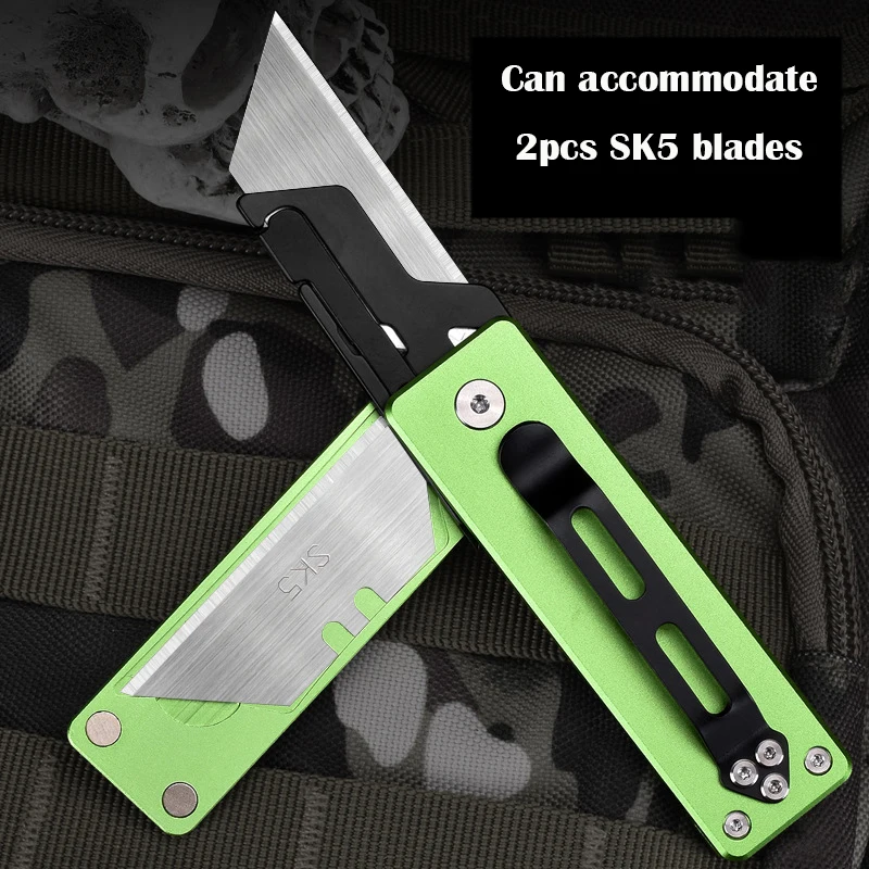 Aluminium Alloy Utility Knife SK5 Blade EDC Outdoor Survival Tool Sharp Cutter Rotate Open Knife Replaceable Blade Express Box