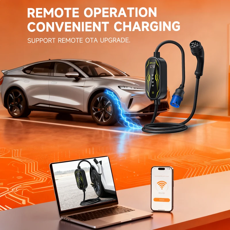 Portable Type2 Electric Vehicle Charger Fast Charging Adapter 3.5KW 16A 7KW 32A for EV Cars Compact Design for Easy Use