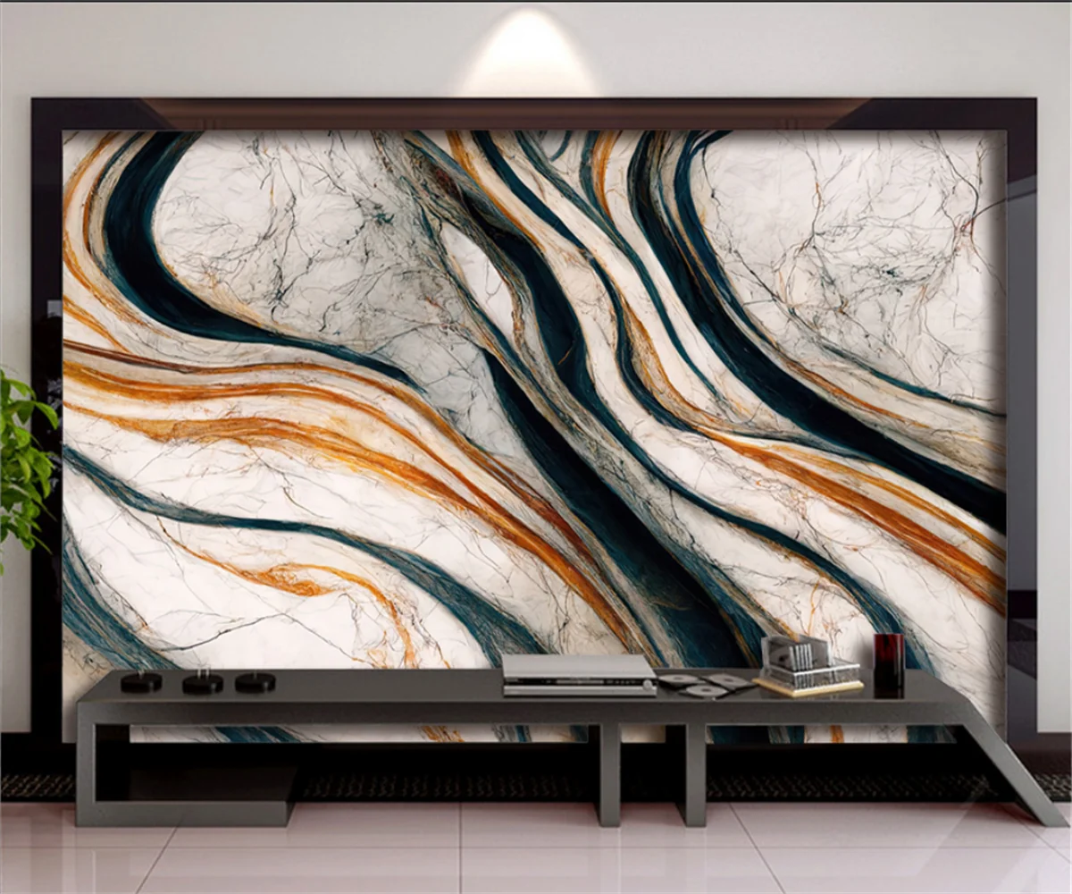 Custom Any Size Mural Modern Golden Line Marble Wallpaper Living Room TV Sofa Bedroom Home Decor Marble wallpaper