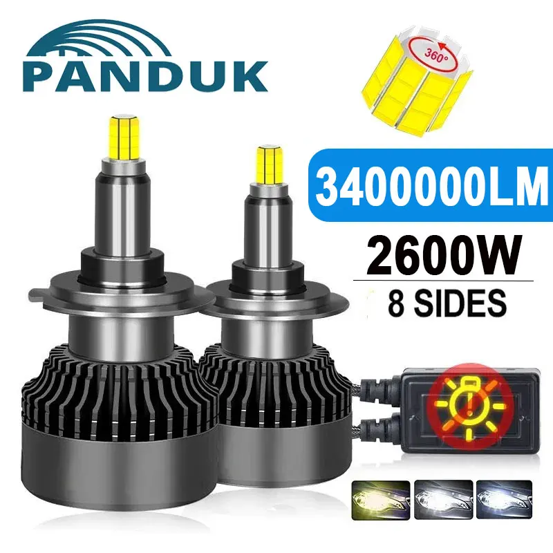 

PANDUK H7 LED Canbus H4 H1 3400000LM 2600 Вт 360 HB3 9005 HB4 9006 9012 Светодиодные линзы H11 9005 Автомобильные фары Противотуманные фары 6000K 4300K