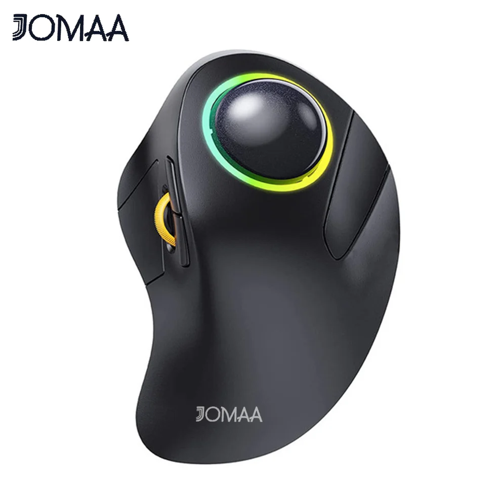 JOMAA RGB Backlit Wireless Trackball Mouse Wireless 2.4G Rechargeable Ergonomic Rollerball Gaming Mouse for Laptop Mac iPad Game image 3