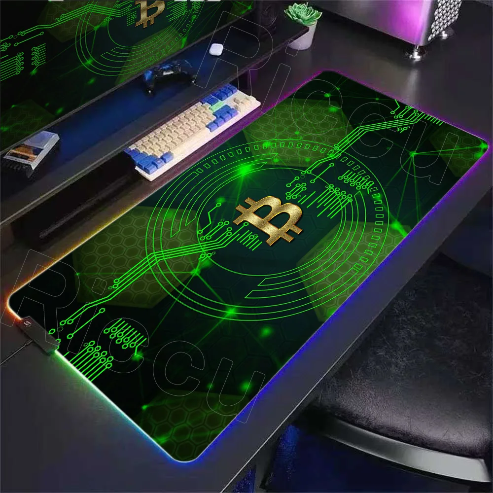 RGB LED High Speed Computer Accessories Mousepad Desk Mat Large Gaming Bitcoin Home Office Table Carpet Keyboard Expansion Pad
