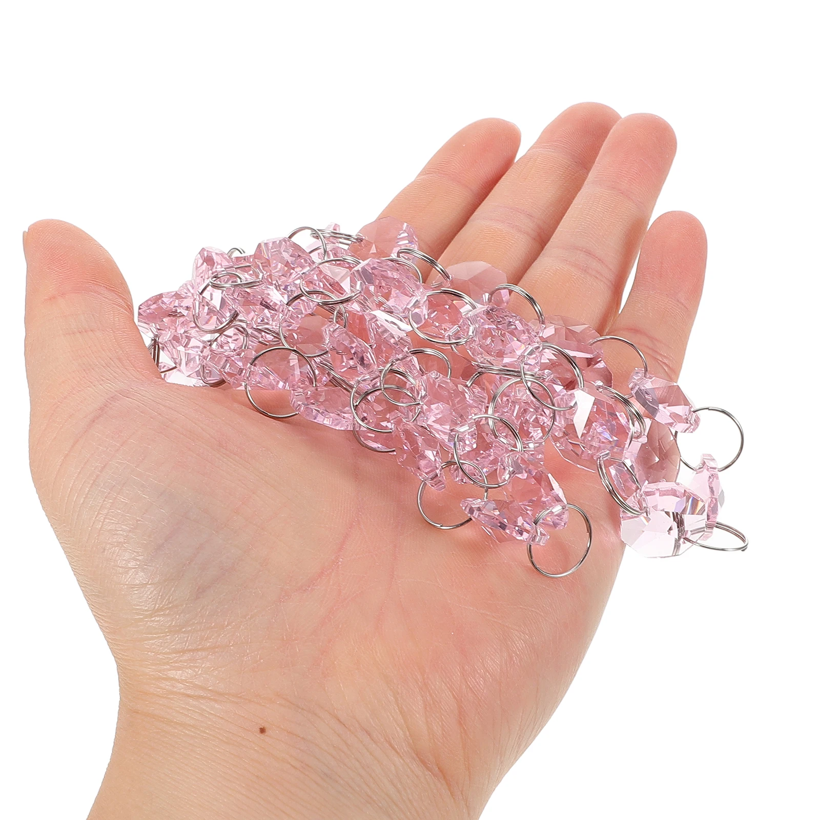 

Octagon Beads Curtain Soft Pink Glass Bead Strand Hanging Decor For Door Room Divider Chandelier Lighting Beads Chain