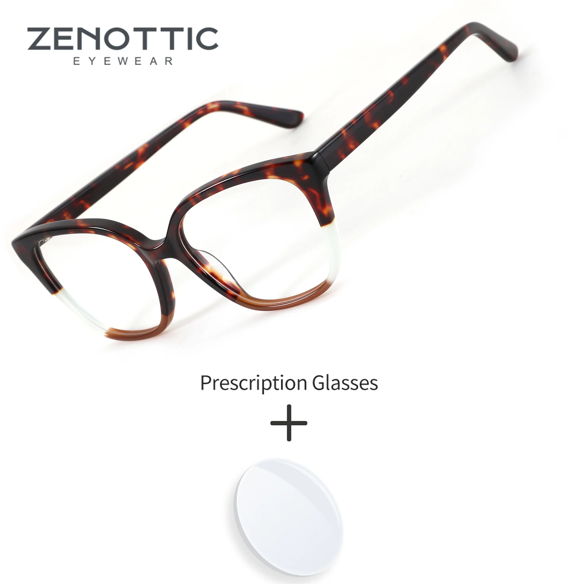 

ZENOTTIC XXS Size Women Vintage Tortoiseshell Gradient Cat Eye Acetate with Anti-Blue Light Coated Lenses Prescription Glasses