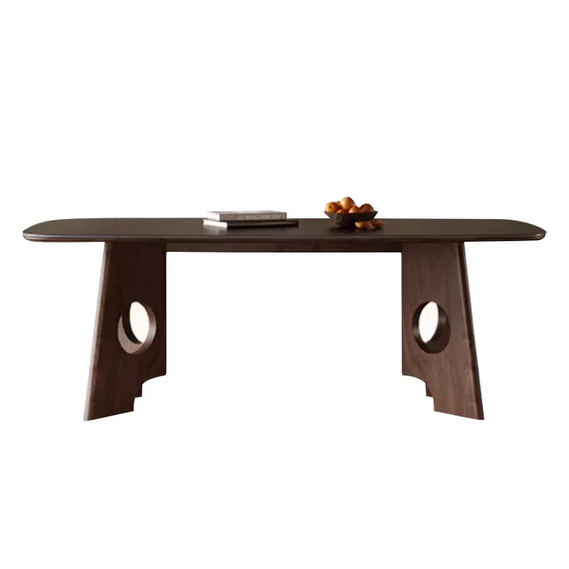 Solid wood dining table French retro rock slab small apartment dining table antique designer home living room minimalist table