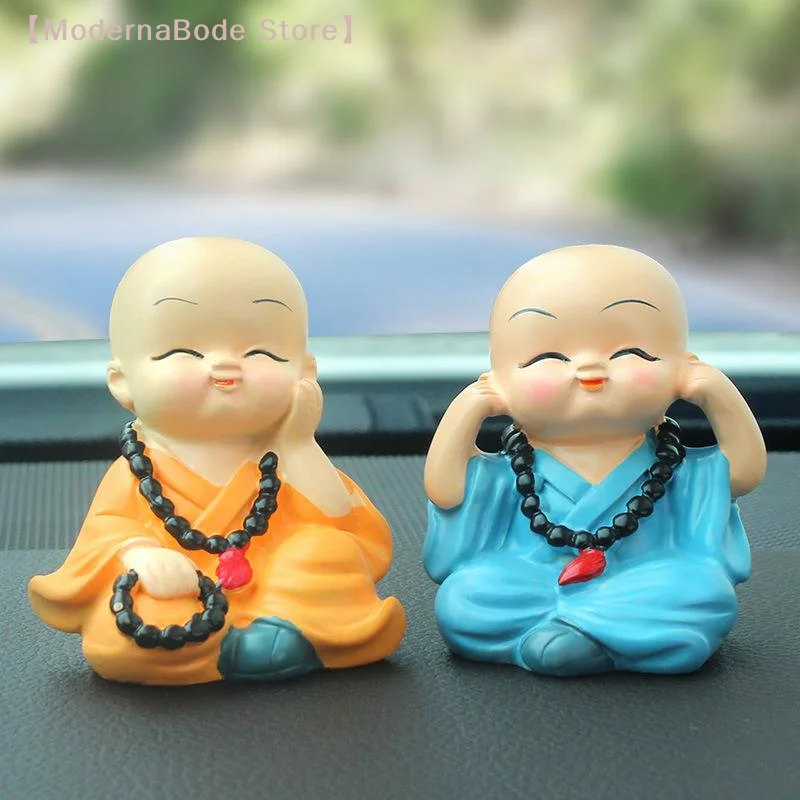 【M】4Pcs/Set Resin Crafts Gift Lovely Little Monk Sculptures Cute Monks Statues Creative Monk Dolls Table Car Decoration