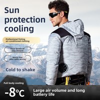 Air Conditioner Clothes Heat Resistant Wearable Cooling Fan Vest Breathable Long Sleeve Ice Fan Vest for Camping Fishing