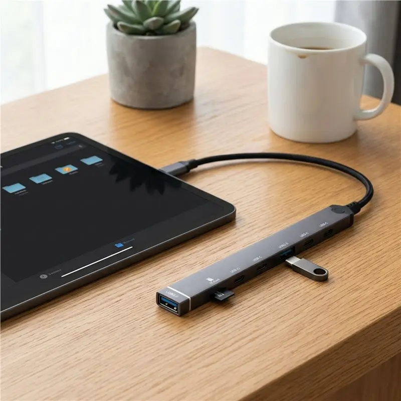 USB+ Type C 7 In 1 HUB Docking Station With TF SD Card Reader Disk Converter For Laptop Tablet Phone