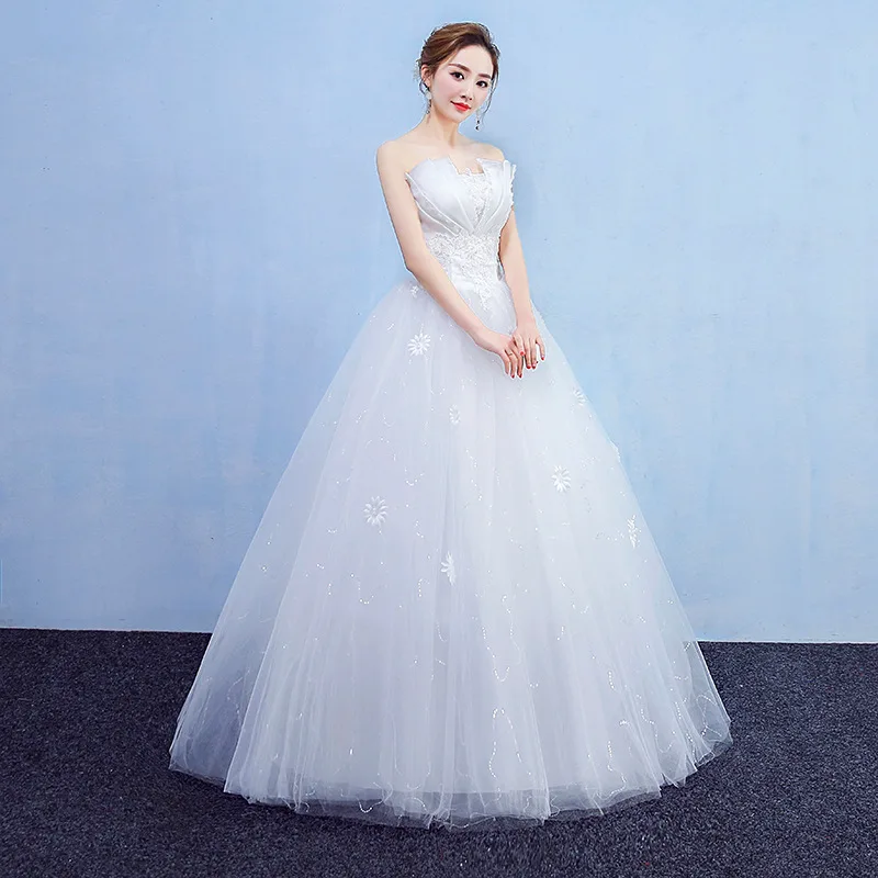 Nuovi abiti da sposa per le donne stile coreano semplice abito da sposa tubo superiore lunghezza del pavimento Plus Size abito da sposa Vestidos De Novia