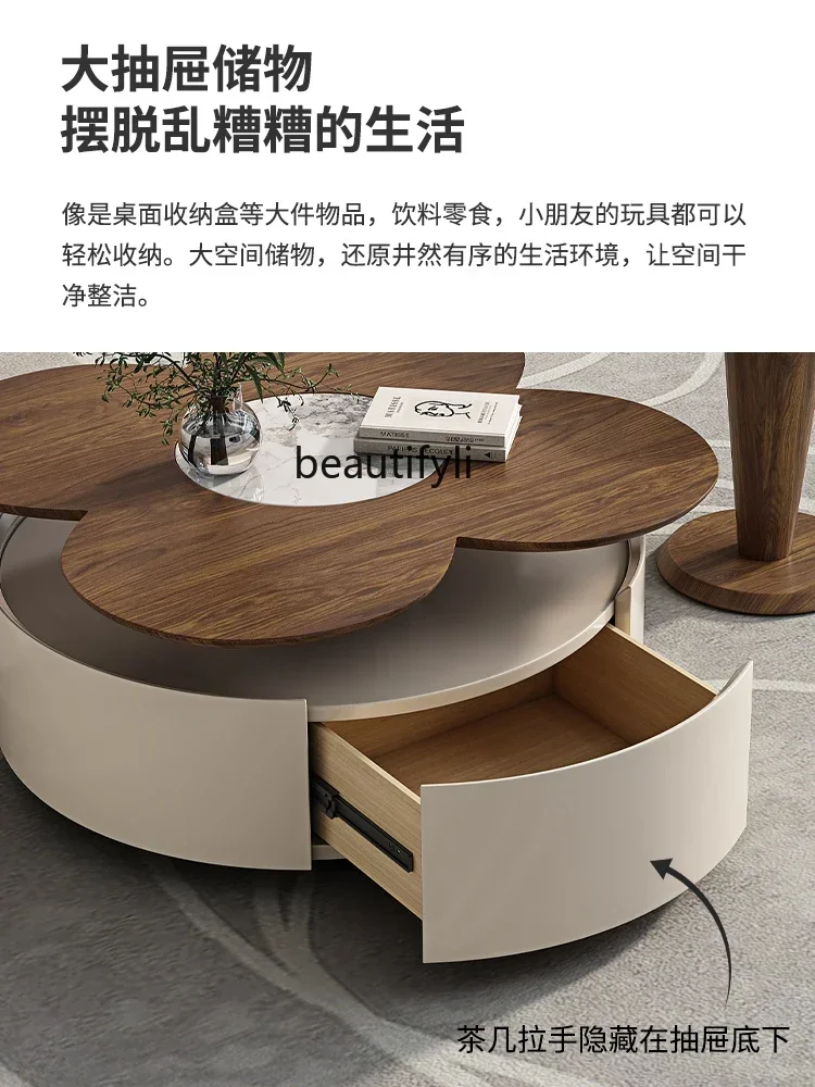 

Italian minimalist rock slab coffee table wood grain modern simple living room home coffee table