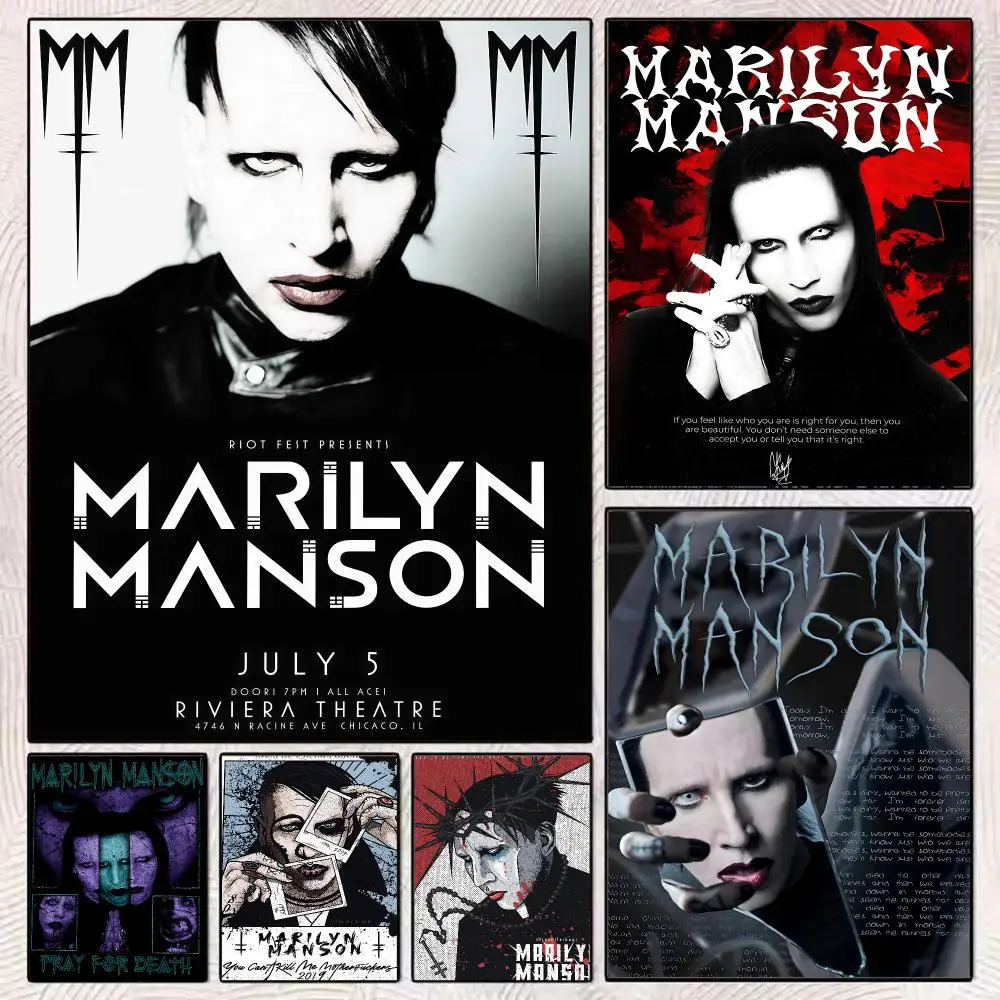Singer M-Marilyn Manson Poster Modern Minimalist Wall Art Prints Poster Home Decor Interior Bedroom Living Room