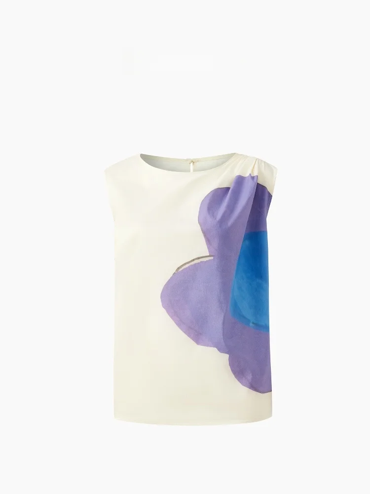 

Круглый женский свободный дизайн из чистого хлопка Ne Svel irt, удобный дизайн, лето 2022, с цветочным принтом, защита от ультрафиолета, повседневный irt