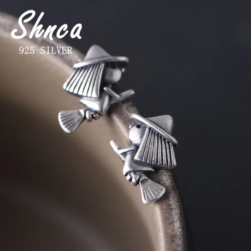 Vintage 925 Sterling Silver Art Fashion Scarecrow Thai Silver Stud Earrings For Women Girl Pendientes LE022