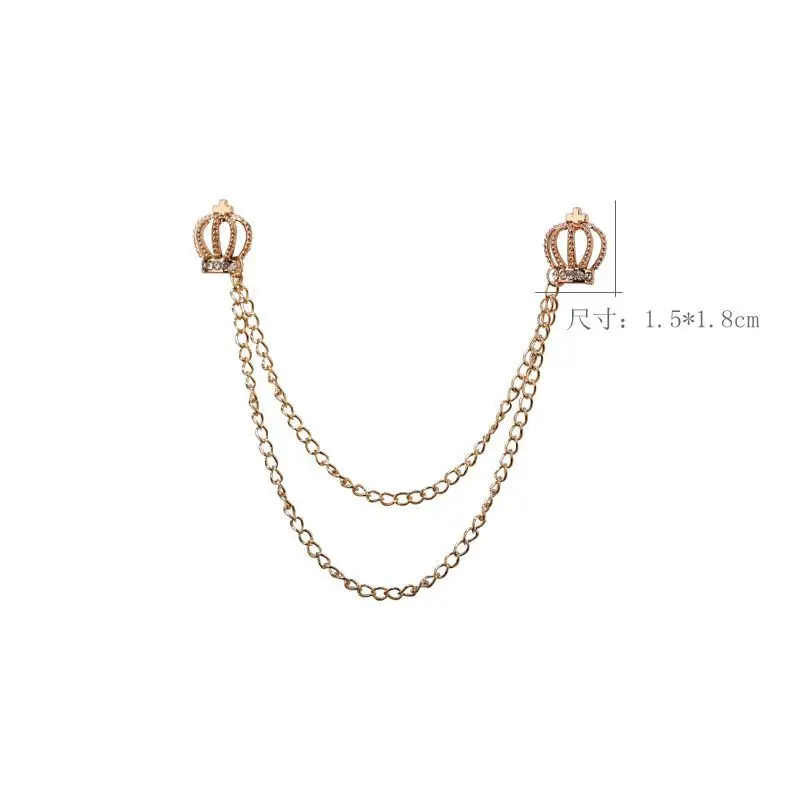 Neue Kristall Strass Kreuz Broschen Perle Krone Quaste Kette Kragen Pins Anzug Hemd Abzeichen Hochzeit Schmuck Zubehör – Detail 3
