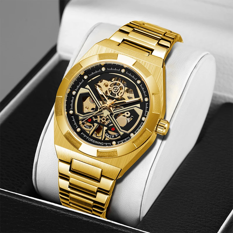 

Forsining Mechanical Automatic Men Watch Business Stainless Steel Strap Luminous Wirstwatch Montre Homme Hands Skeleton Watches